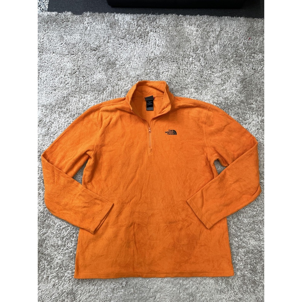 The North Face Pullover Mens XL Orange Fleece Quarter Zip Outdoor Hiking Logo